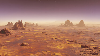 Naklejka premium Rocky Martian Desert Landscape