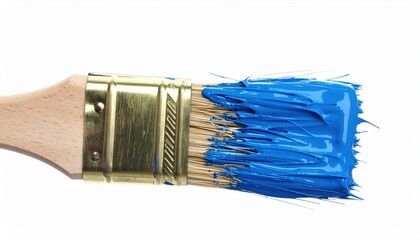 The brush glistens with rich blue paint, inviting inspiration for colorful creations and designs.