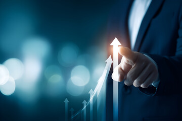 Driving business growth with a focused strategy and innovative solutions visualized through ascending arrows