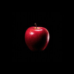 Fresh red apple on black background with shine