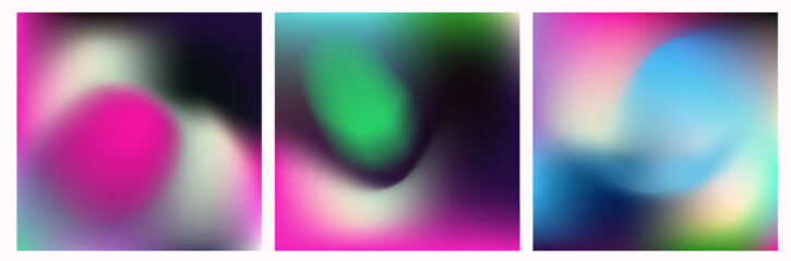 Abstract vector illustration featuring soft gradient shapes and blurred neon hues in a modern fluid style, reflecting the popular vibrant gradient trend of 2025.
