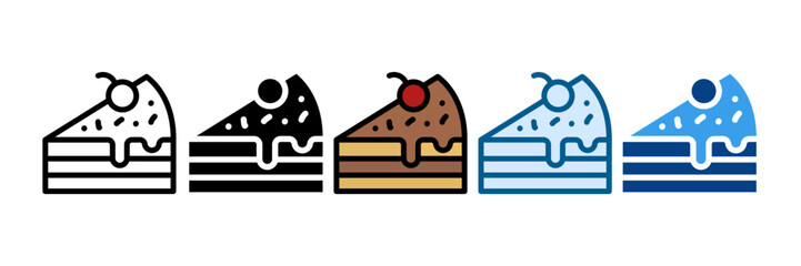 Cake Slice Icon Set Multiple Style Collection