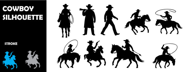 Cowboy Silhouette Vector – Western Rider and Wild West Theme