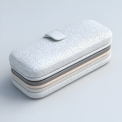 Modern eyeglass case in light pastel tones showcasing a unique cracked leather-like surface texture.