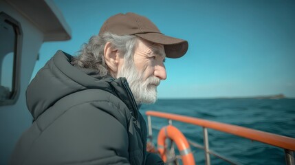 Contemplative Fisherman at Sea