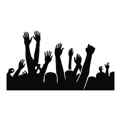 Crowd of hands ,people hand silhouette icon 