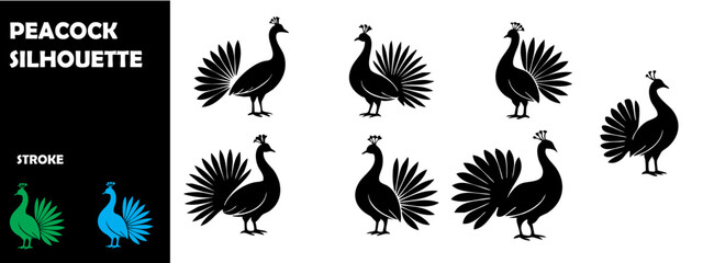 Peacock Silhouette Vector Illustration