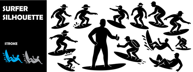 Surfer Silhouette Vector Illustration