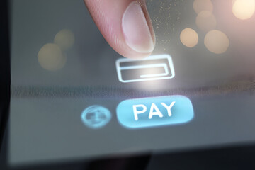 Streamlined payment experience illustrating touch screen and credit card application