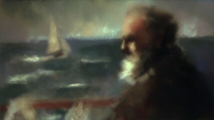 Contemplative Figure by the Harbor