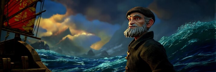 Weathered Mariner Contemplating the Sea