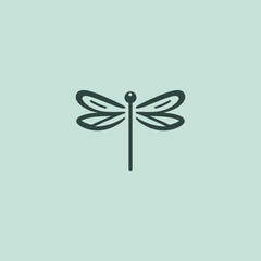 Dragonfly logo in elegant and minimalist line art style.