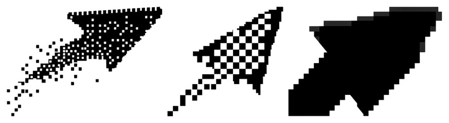 Fototapeta premium PNG Abstract pixelated arrow designs, element set on transparent background