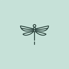 Dragonfly logo in elegant and minimalist line art style.