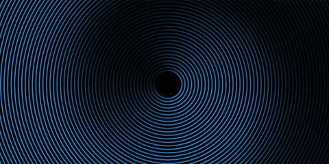 Fototapeta premium Abstract blue glowing geometric lines on dark blue background. Modern shiny blue circle lines pattern. Futuristic technology concept. Suit for cover, poster, banner, header, website.