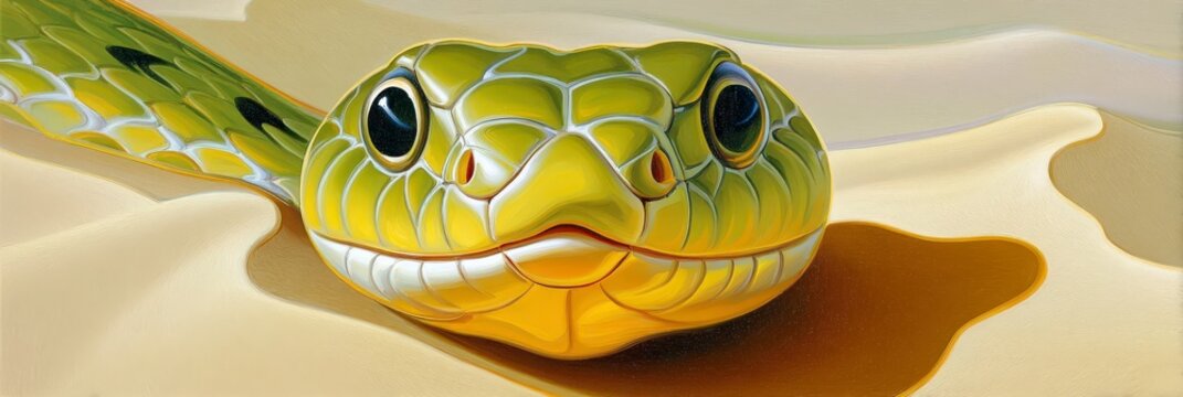 Close-Up of a Green Snake Head