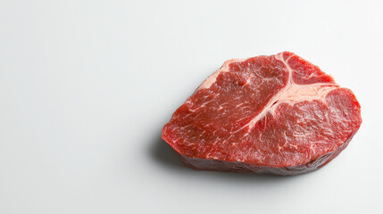Fototapeta premium Raw beef steak, red meat, fresh, uncooked, isolated on white background, high protein, healthy food