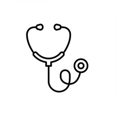 Stethoscope illustration in simple black line art style  