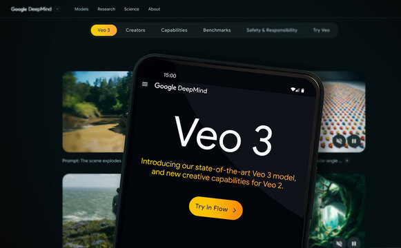 Google Veo 3 artificial intelligence video model generative text to video - 21.05.2025 Warsaw, Poland