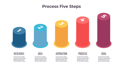 Business infographic template. Process chart with five options, steps. Vector chart.