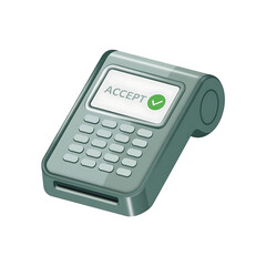 Digital payment terminal isolated on transparent background. Png