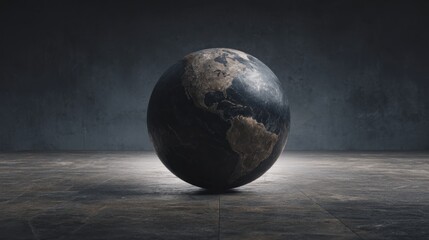 Earth Sphere in a Stark Setting Representing Global Challenges and Isolation