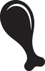 Chicken Leg Silhouette Vector | Flat Black Vector Art for Food Icon Illustration