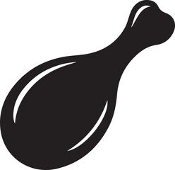 Chicken Leg Silhouette Vector | Flat Black Vector Art for Food Icon Illustration