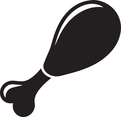 Chicken Leg Silhouette Vector | Flat Black Vector Art for Food Icon Illustration