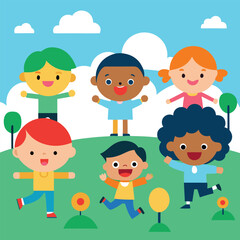 cartoon kids with different expressions