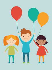 Fototapeta premium kids holding balloons