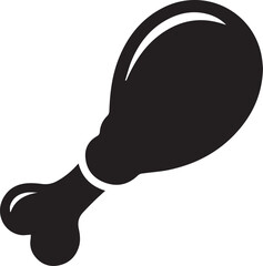 Chicken Leg Silhouette Vector | Flat Black Vector Art for Food Icon Illustration