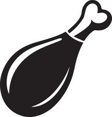 Chicken Leg Silhouette Vector | Flat Black Vector Art for Food Icon Illustration