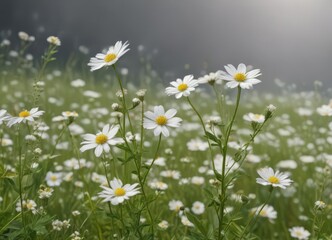 Fototapeta premium Delicate white wildflowers on pristine background , macro, peace, flora