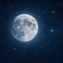 Fototapeta premium A bright moon at night with star 