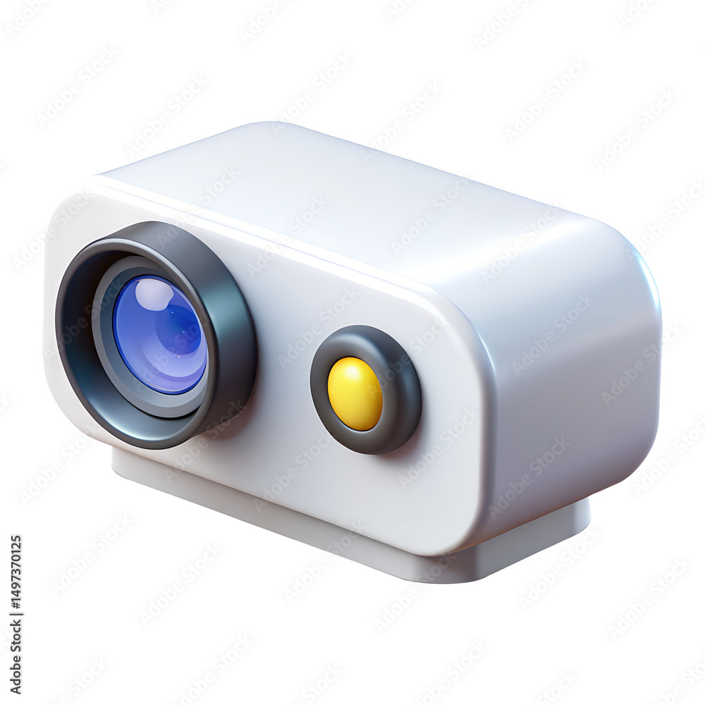 Wall mural white 3d render of a small action camera isolated on transparent background