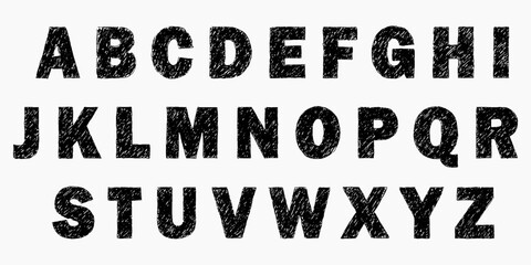 Crayon kids english alphabet with funny doodle letters. Hand drawn wax crayon style, cute playful typeface for school and kindergarten design, abc.