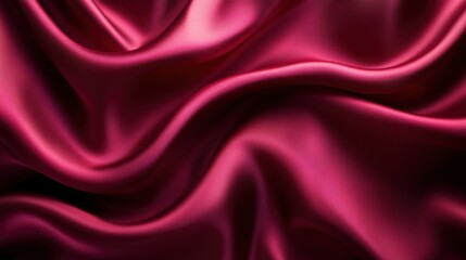 Obraz premium Luxurious deep red satin fabric draping softly under gentle light in a close-up view creating an elegant atmosphere for textile enthusiasts