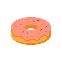 Vector illustration of a donut on a white background. Food theme icon with flat style