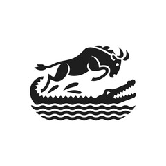 Bull Leaping Crocodile Icon
