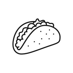 Vector illustration of a taco on a white background. Food theme icon with line style