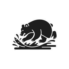 Bear Fishing Water Icon