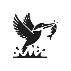 Kingfisher Catching Fish Icon