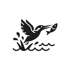 Kingfisher Rising With Fish Icon