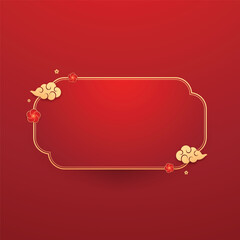 Happy Chinese new year 2026. Chinese new year banner for show product. Greeting card. China frame with lantern on red background.
