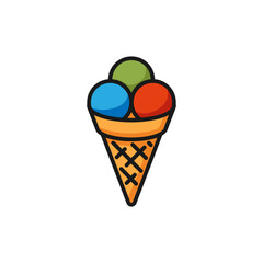 Vector illustration of a ice cream on a white background. Food theme icon with solid line style
