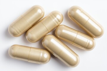 Close-up of Ginseng Capsules isolated on white background