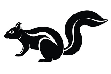 Obraz premium Cute cartoon squirrel vector illustration on a white background with a funny tail symbolizing wild nature