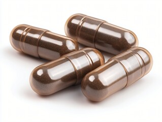 Close-up of Ginseng Capsules isolated on white background