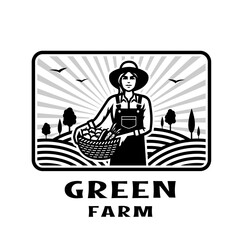 Farmer girl with a basket of vegetables.
